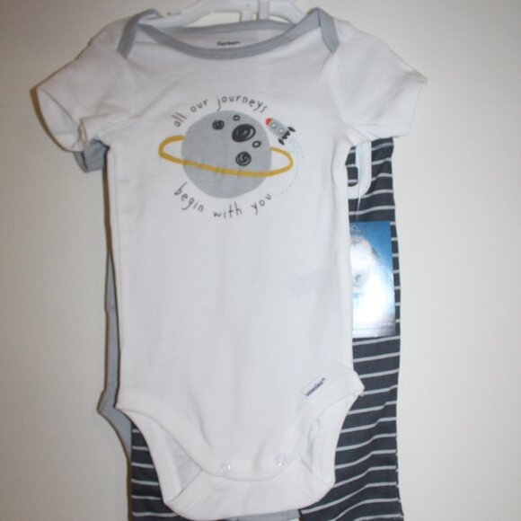 Gerber 3Pc Baby Explorer SS 2 Onesies® Bodysuits & Pants Multi Sizes - Picture 2 of 5